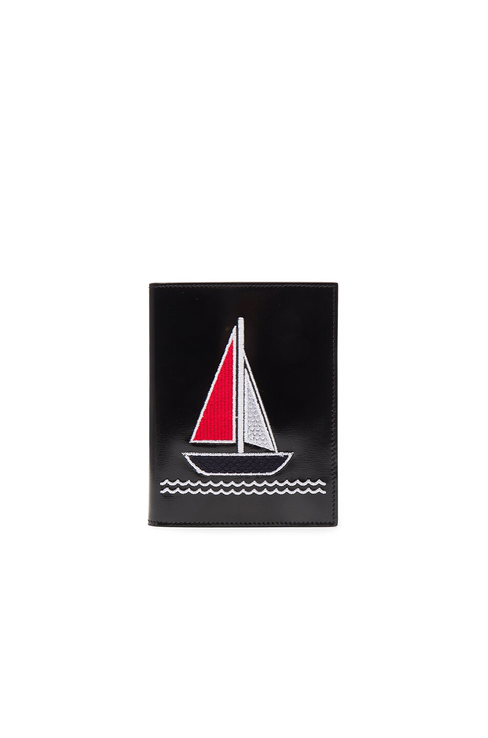 Image 1 of Thom Browne Embroidered Passport Holder in Black