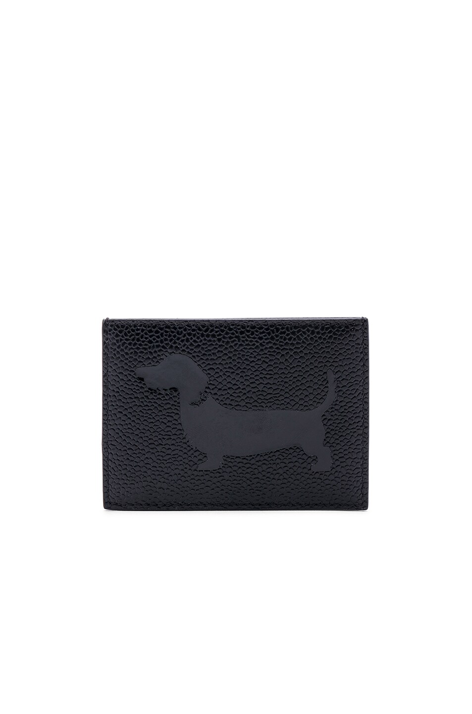 Image 1 of Thom Browne Pebble Grain & Patent Leather Single Card Holder in Black