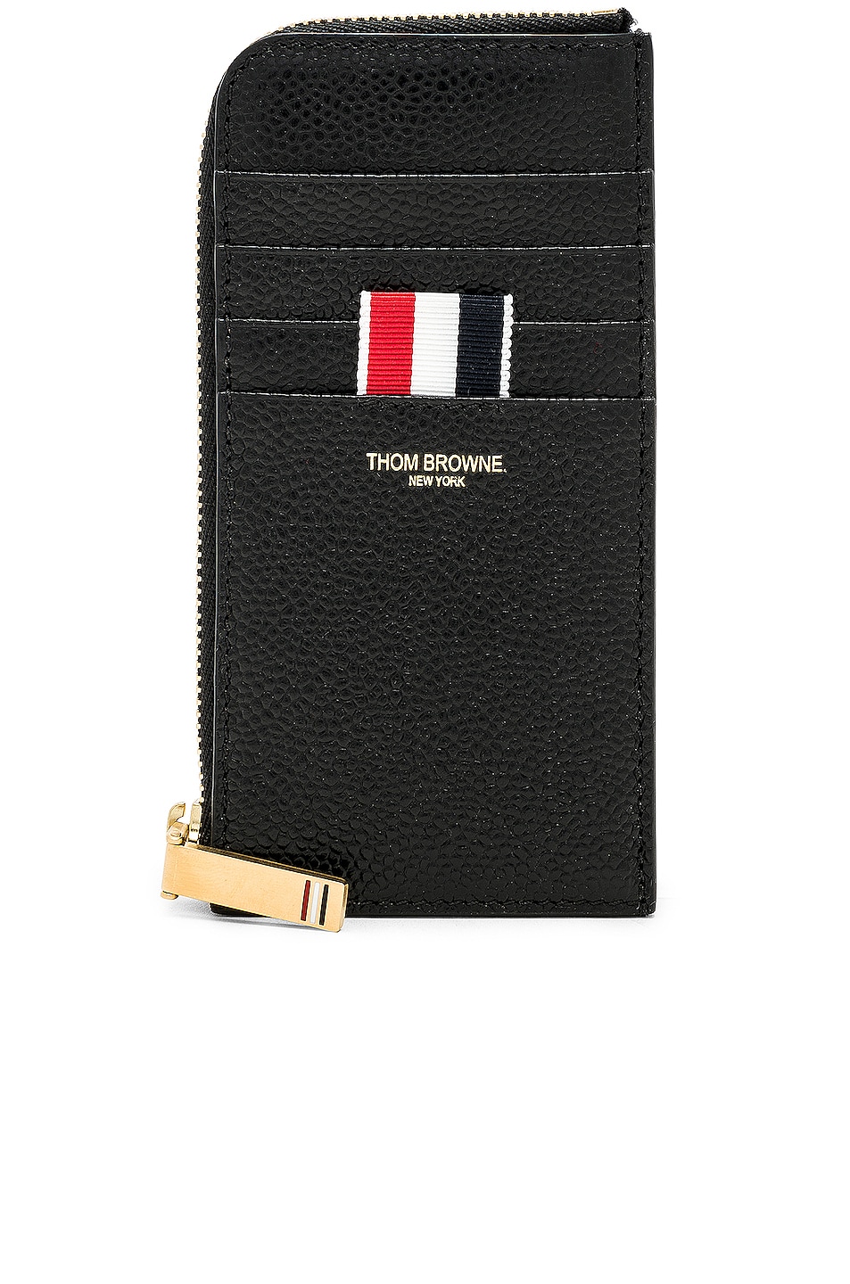 Pebble Grain Half-Zip Wallet in Black