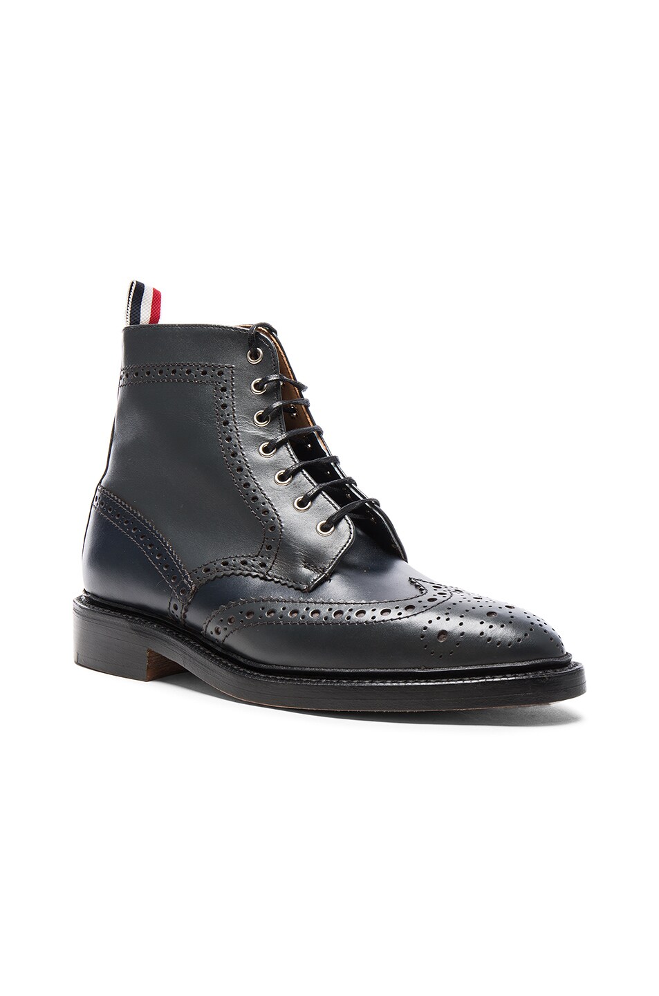 Image 1 of Thom Browne Classic Leather Wingtip Boots in Medium Grey