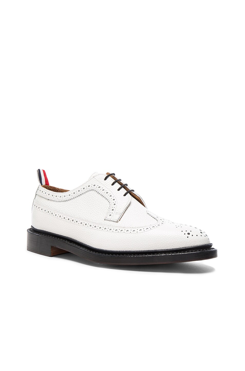 Image 1 of Thom Browne Contrast Longwing Leather Brogues in White