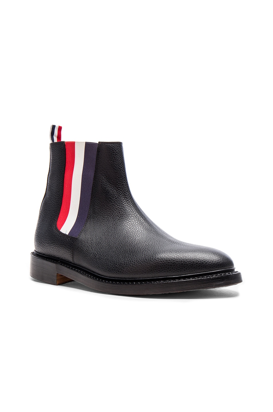 Image 1 of Thom Browne Pebble Grain Leather Chelsea Boots in Black