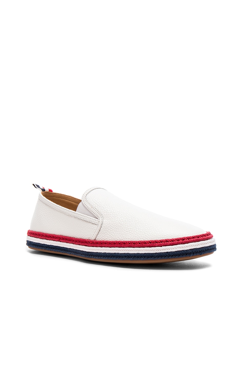 Image 1 of Thom Browne Pebble Grain Leather Espadrilles in White