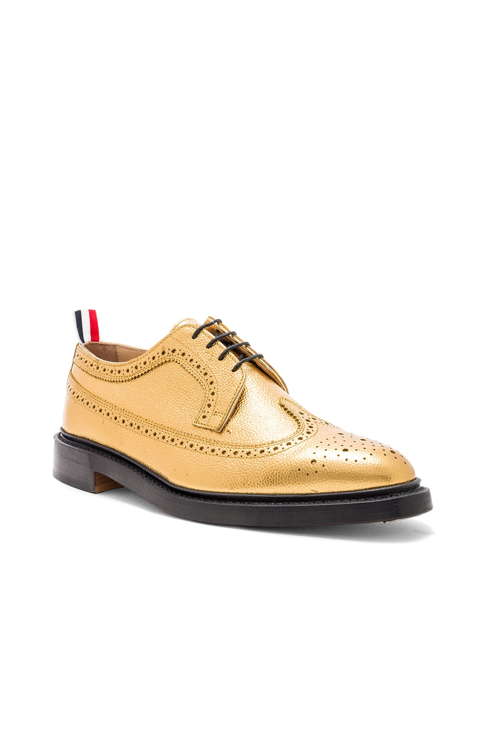 Image 1 of Thom Browne Classic Pebble Grain Longwing Brogue in Gold