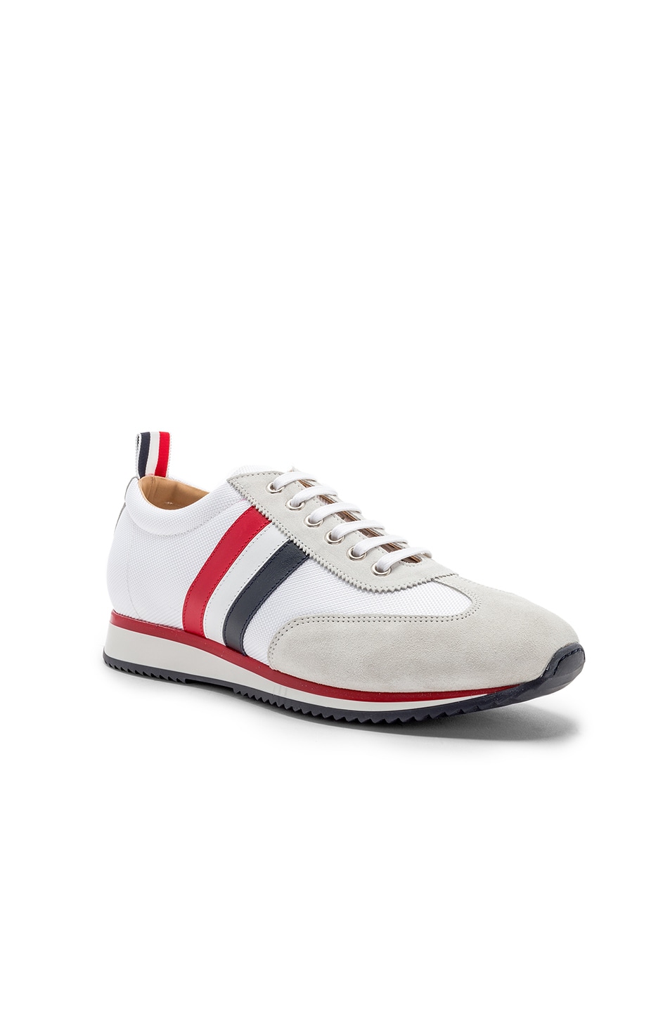 Image 1 of Thom Browne Suede Running Shoes in White