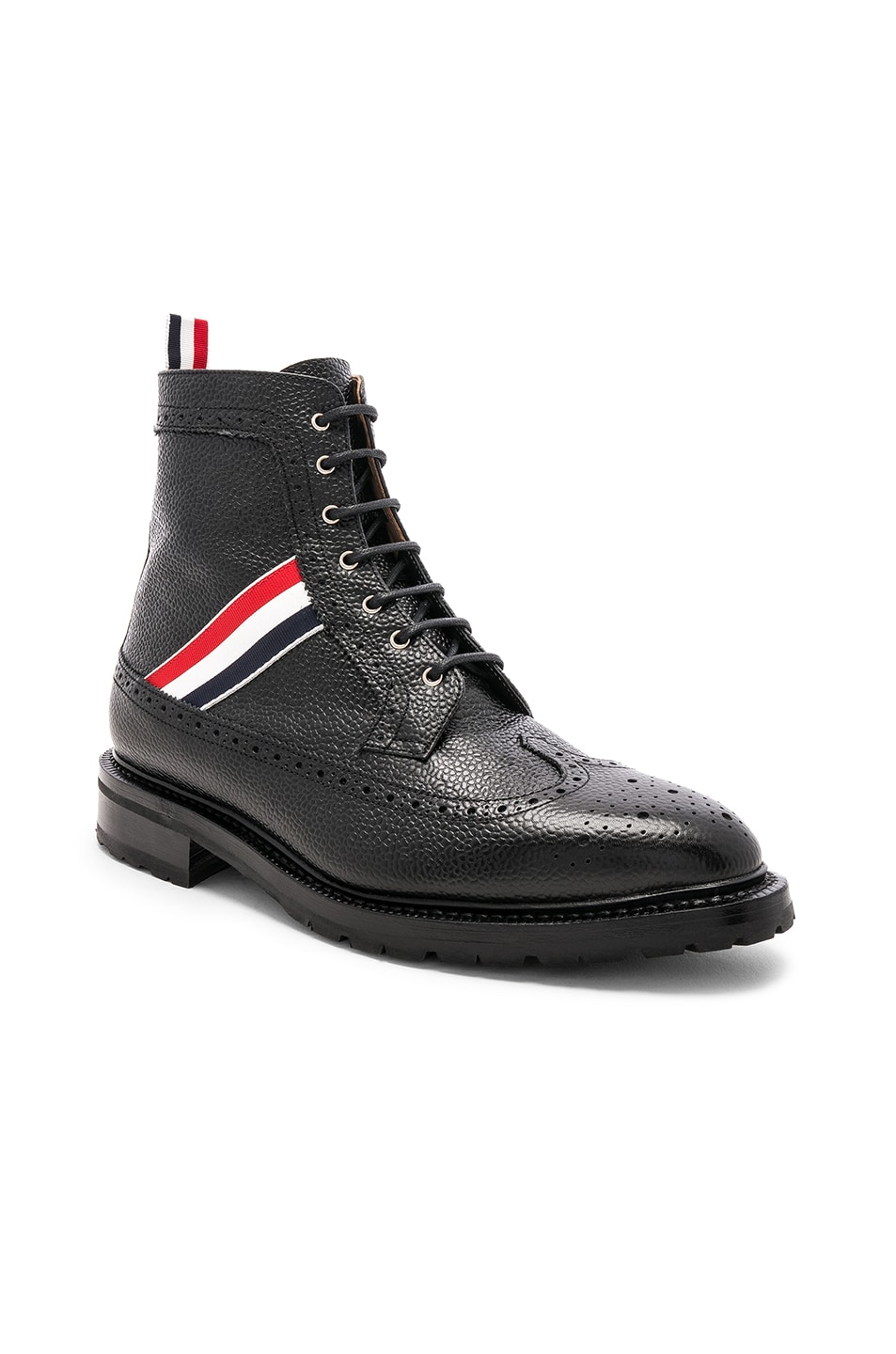 Image 1 of Thom Browne Pebble Grain Longwing Boots in Black
