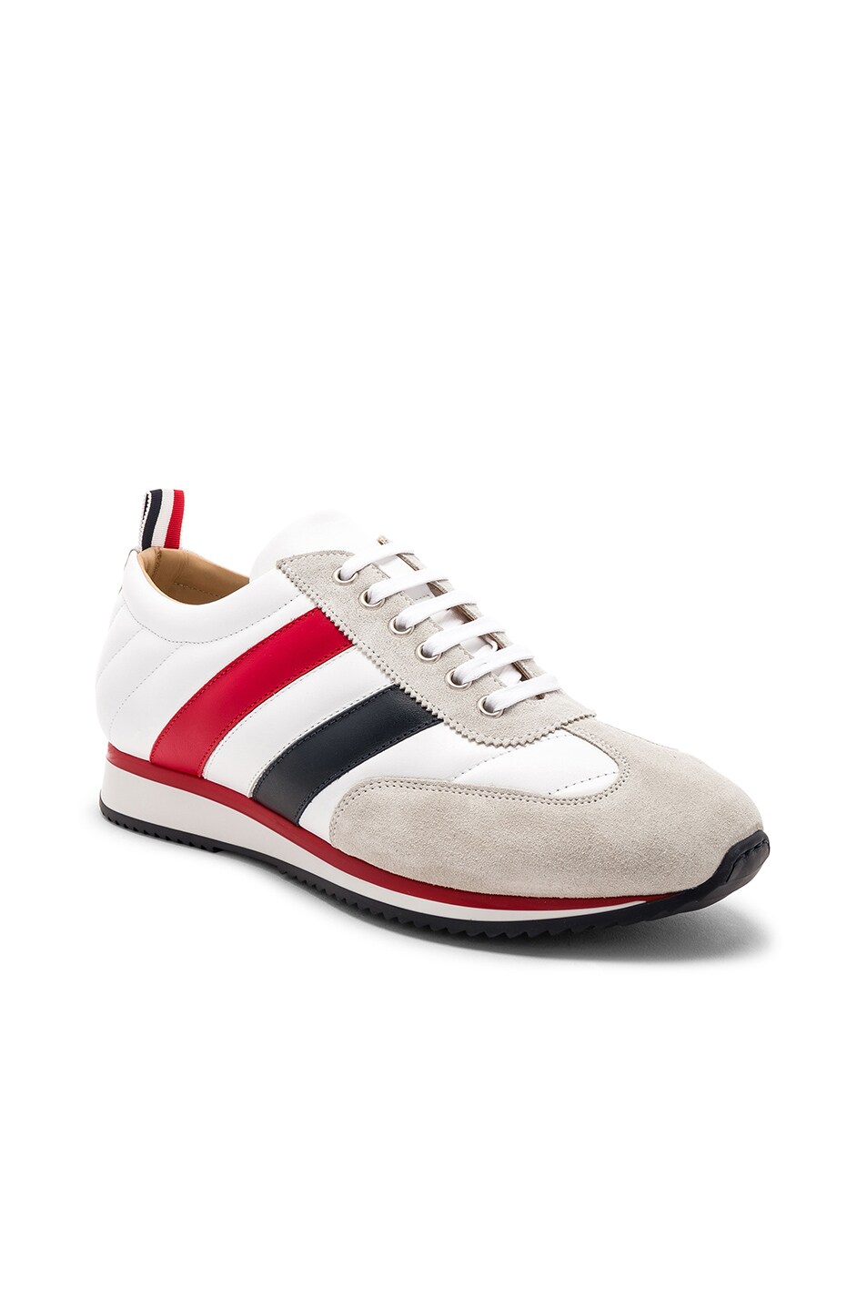 Image 1 of Thom Browne Calf Leather Quilted Running Shoes in White