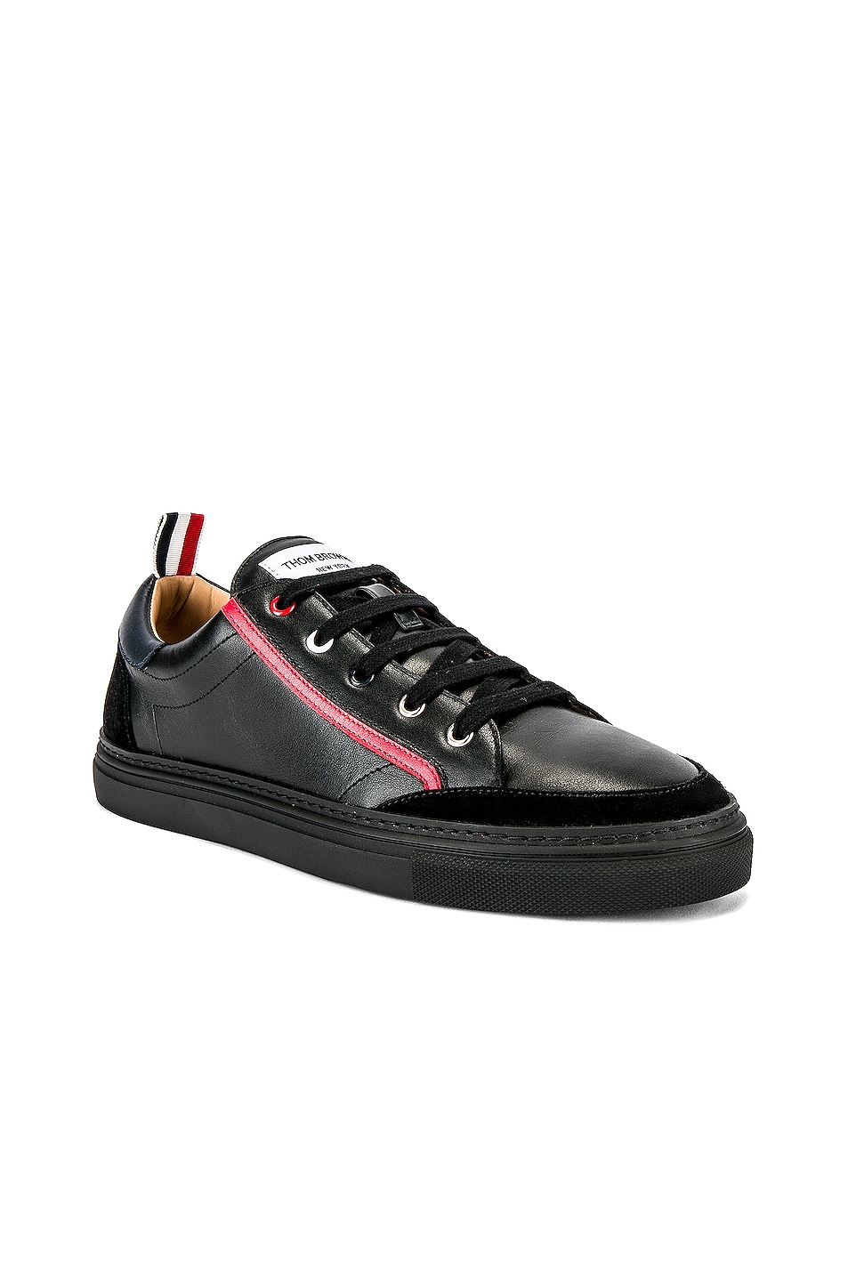 Image 1 of Thom Browne Leather Sneaker in Black