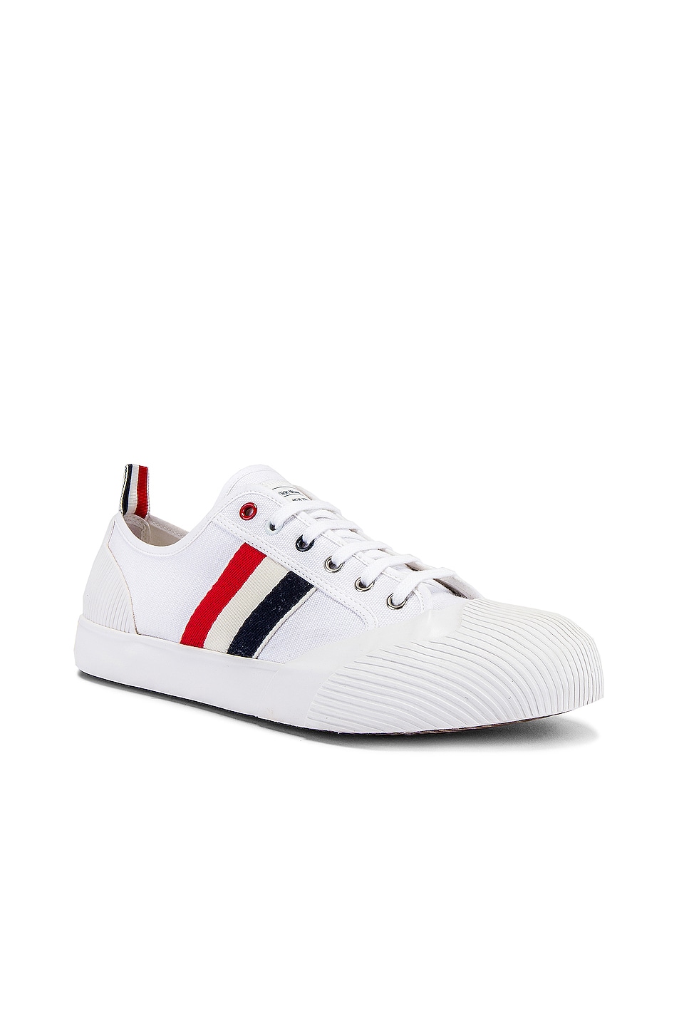 Image 1 of Thom Browne Low-Top Vulcanized Trainer in White