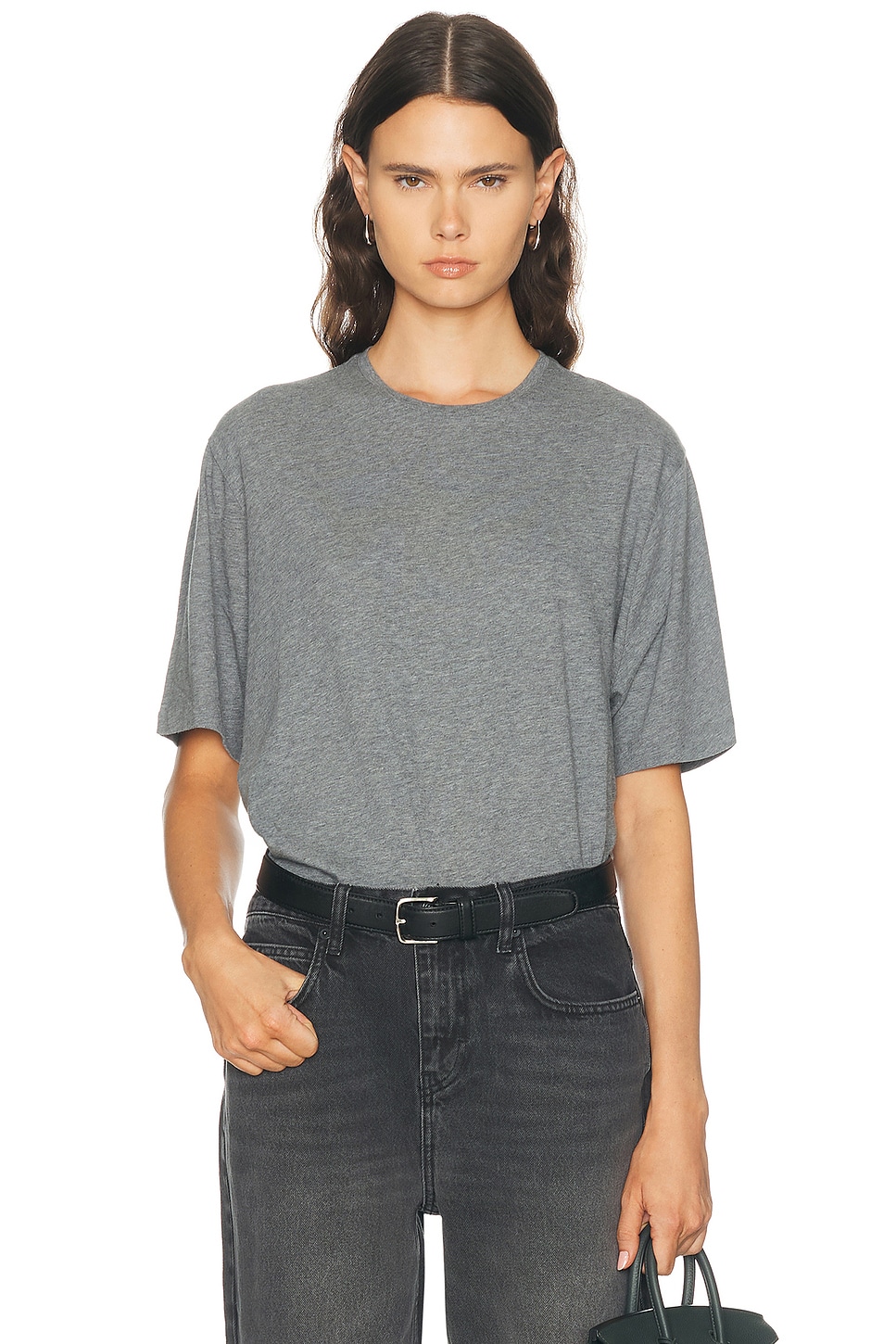The Frankie Shop Harper Soft Organic T-Shirt in Grey