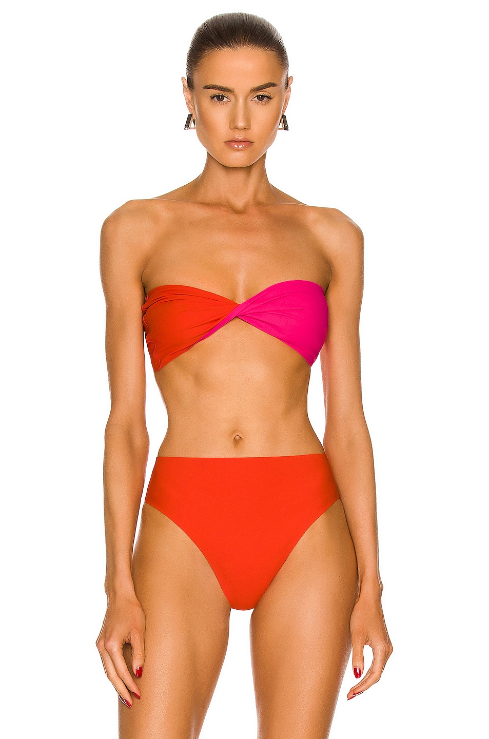 Image 1 of Tropic of C Metamorphosis Bikini Top in Dahlia & Red
