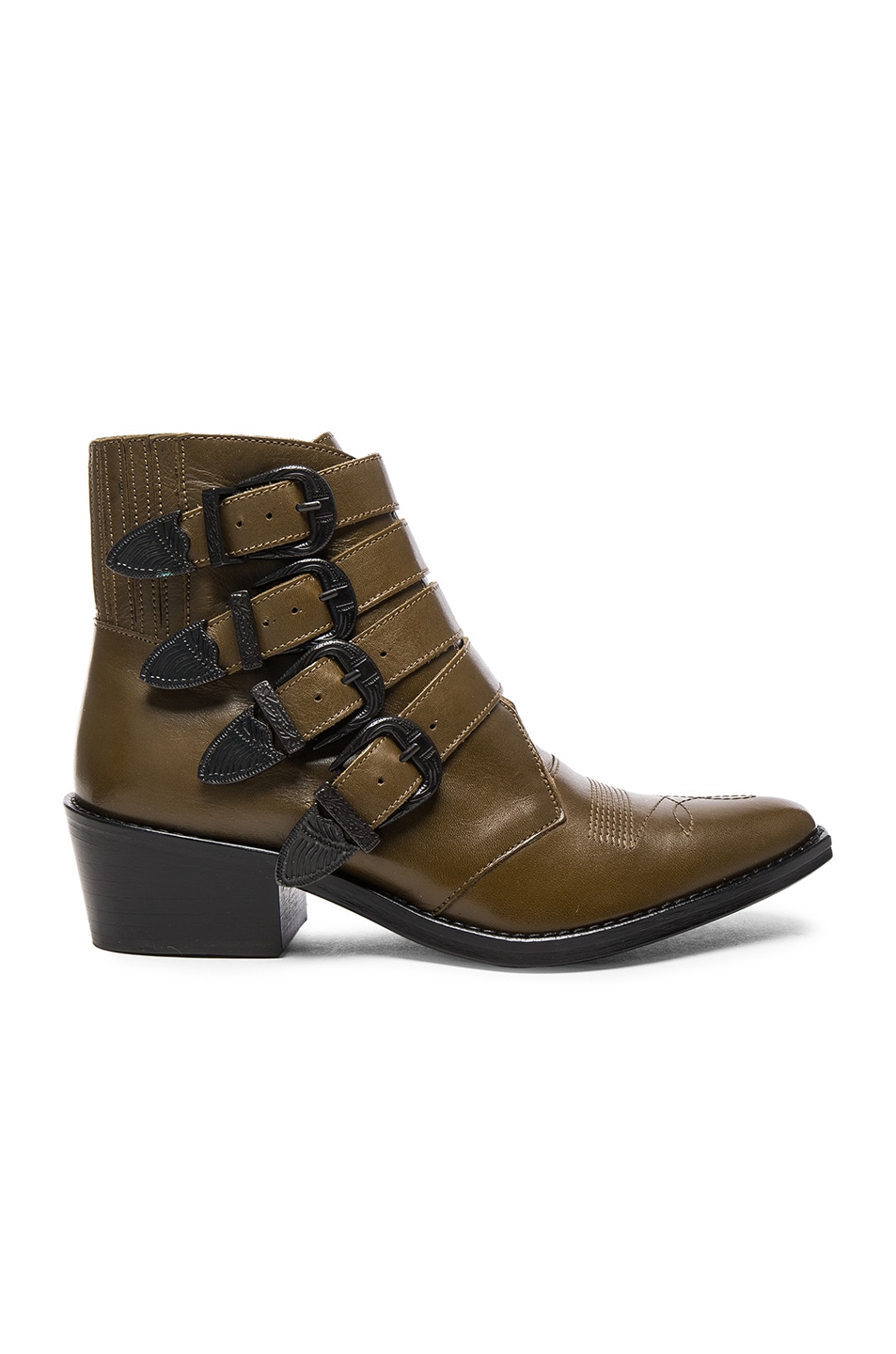 Image 1 of TOGA PULLA Limited Edition Leather Buckle Booties in Truffle