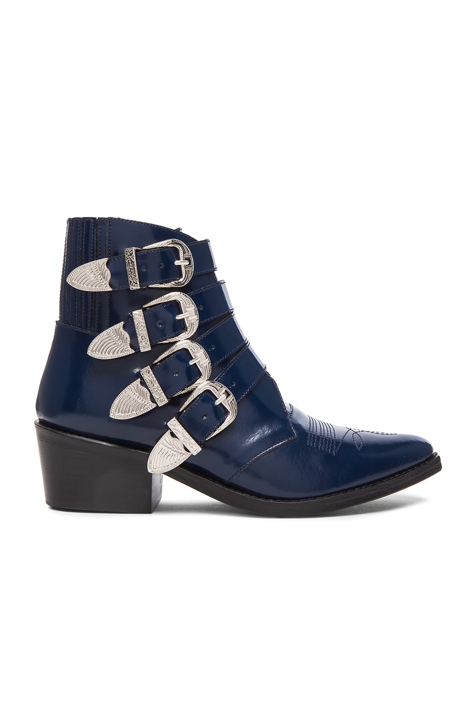 Image 1 of TOGA PULLA Leather Buckle Booties in Navy