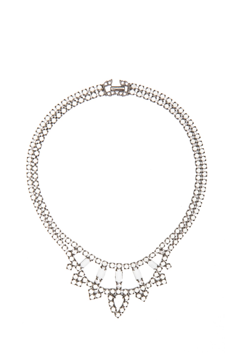 Tom Binns Carte Blanche Rhodium Plated Necklace in Diamond | FWRD