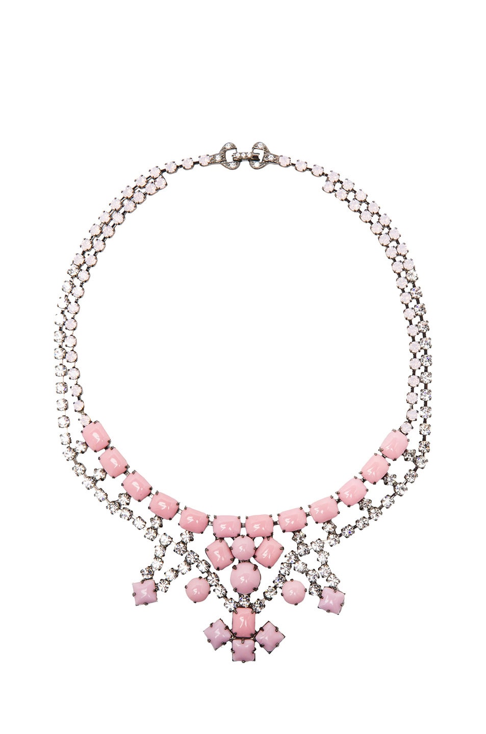 Image 1 of Tom Binns Medium 3 Point Crystal Necklace in Baby Pink & White