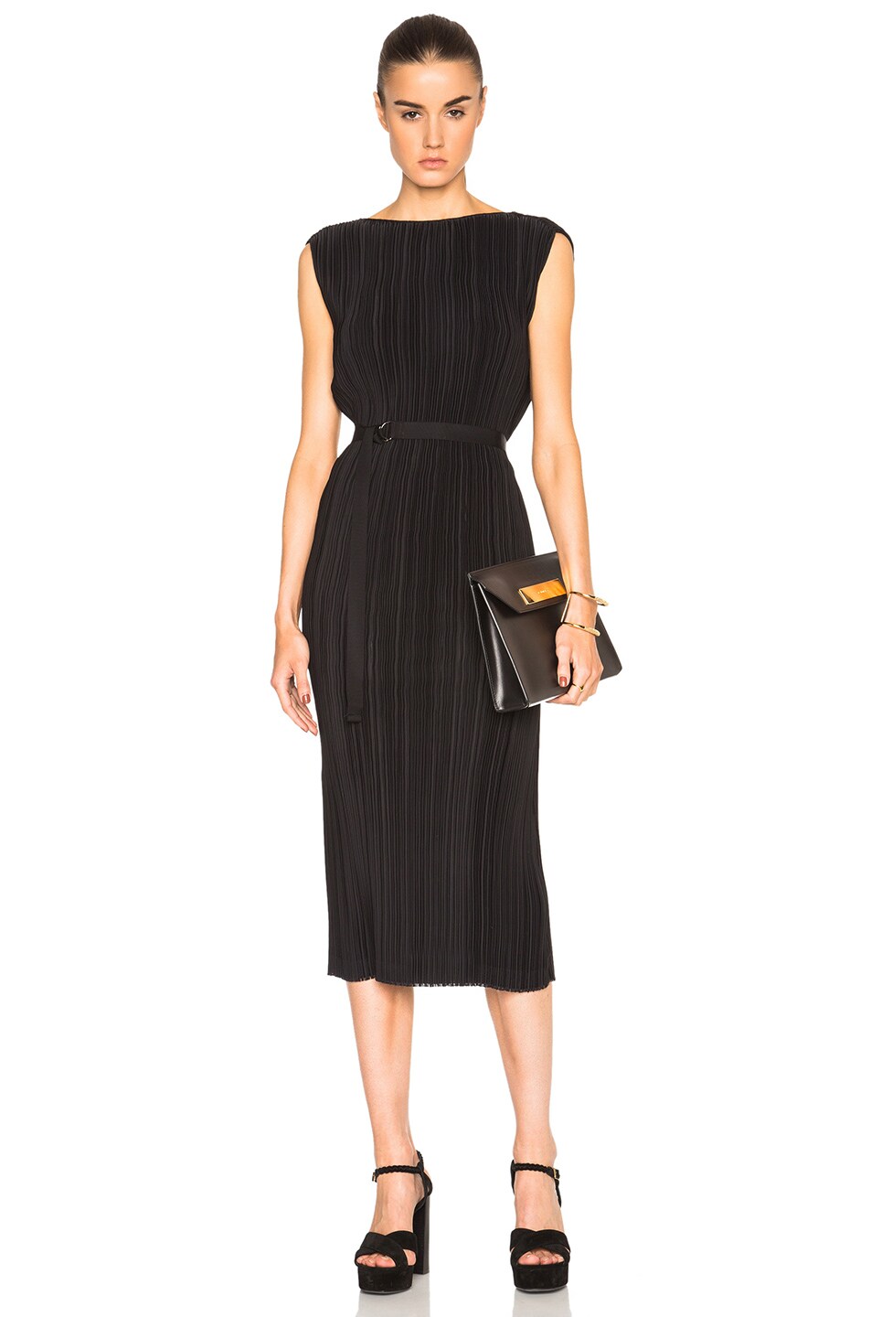 Image 1 of Tome Pleated Wrap Dress in Black