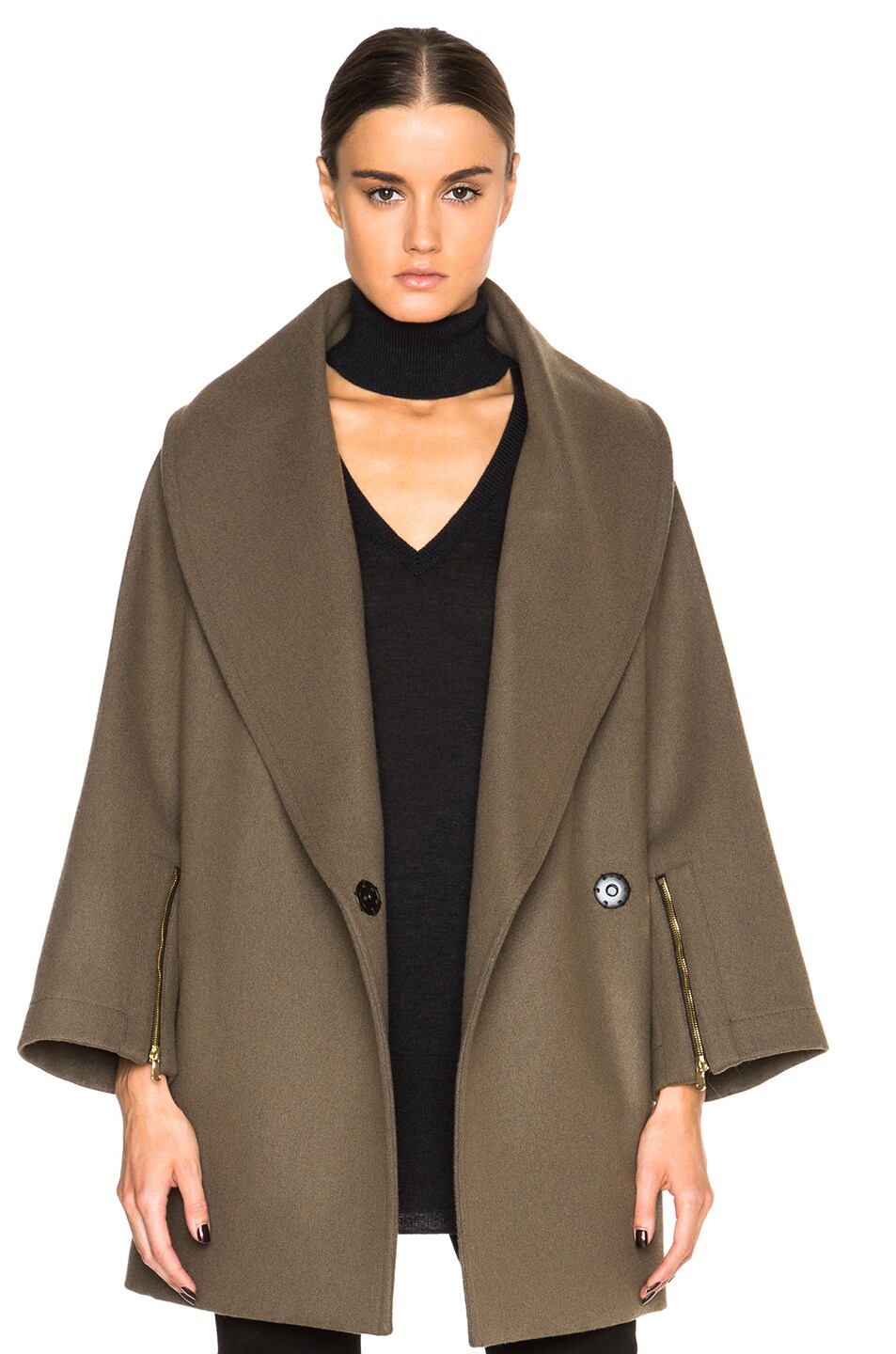 Image 1 of Tome Wool Oversized Coat in Army Green