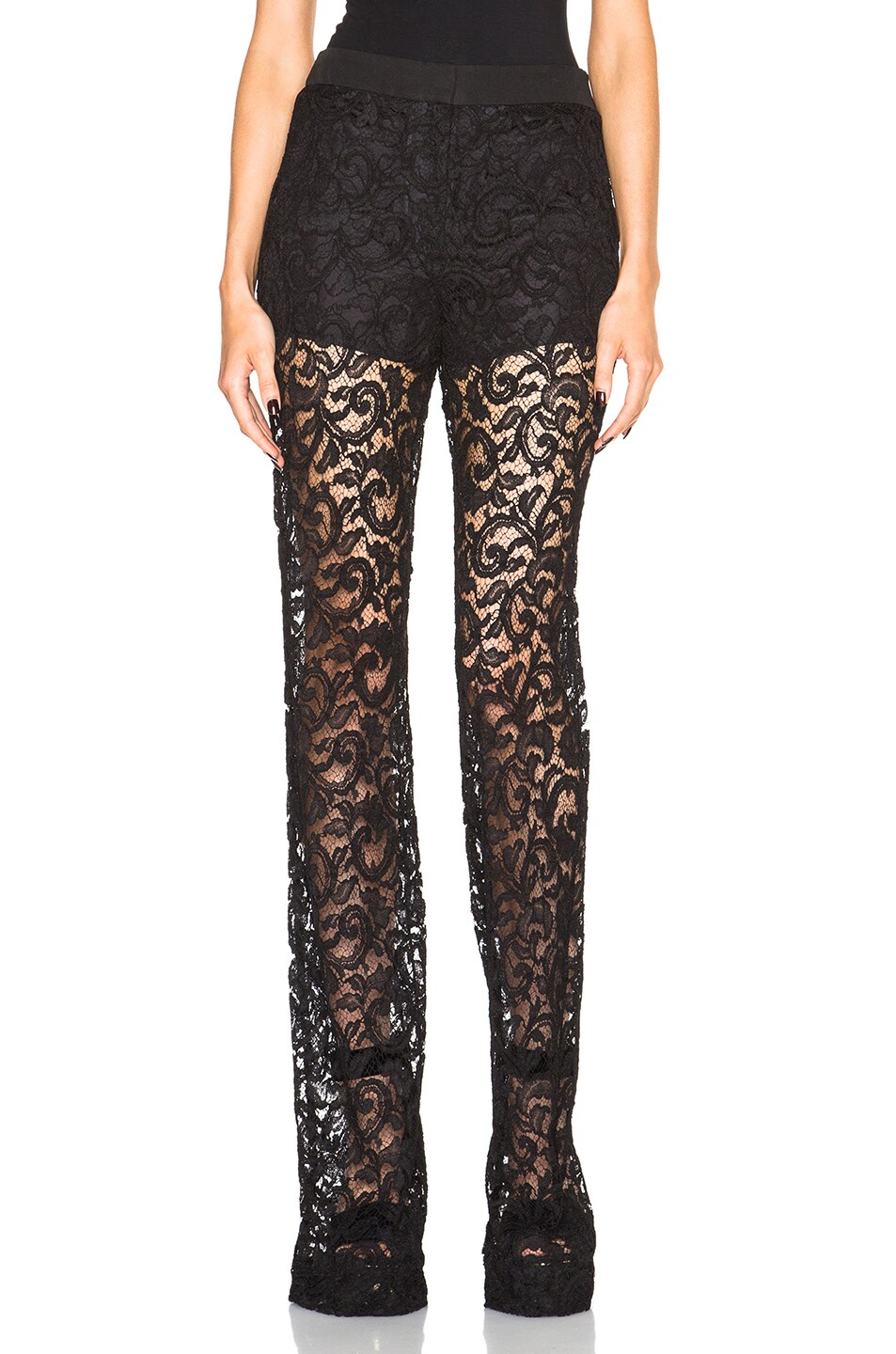 Image 1 of Tome Heavy Lace Flared Pants in Black