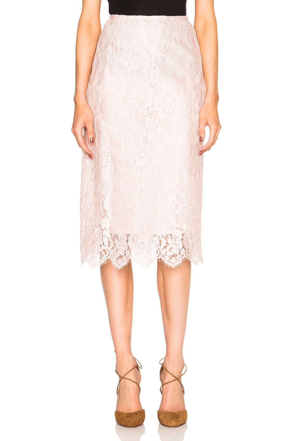 Image 1 of Tome Lace Pencil Skirt in Blush