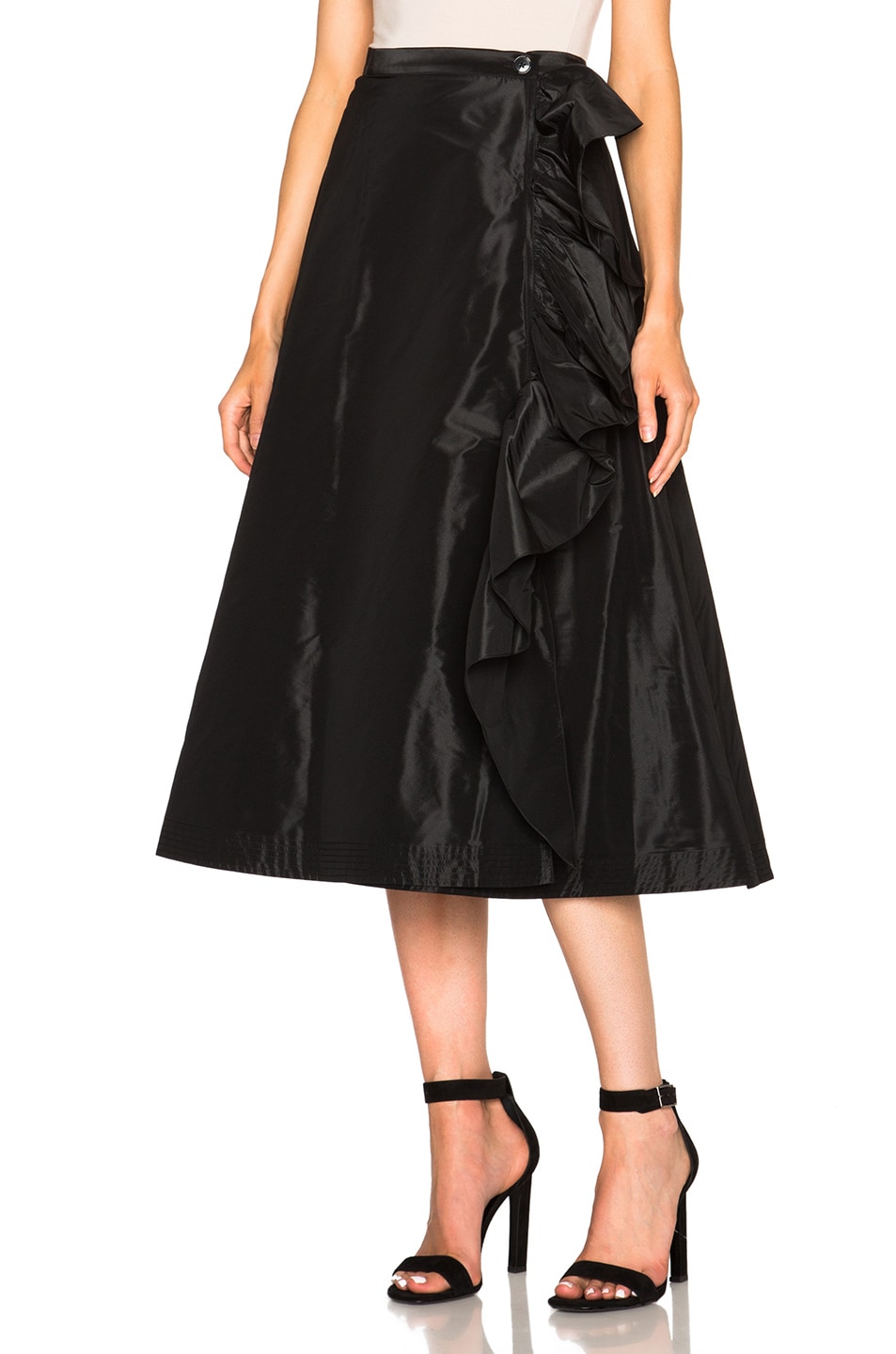 Image 1 of Tome Taffeta A Line Ruffle Skirt in Black