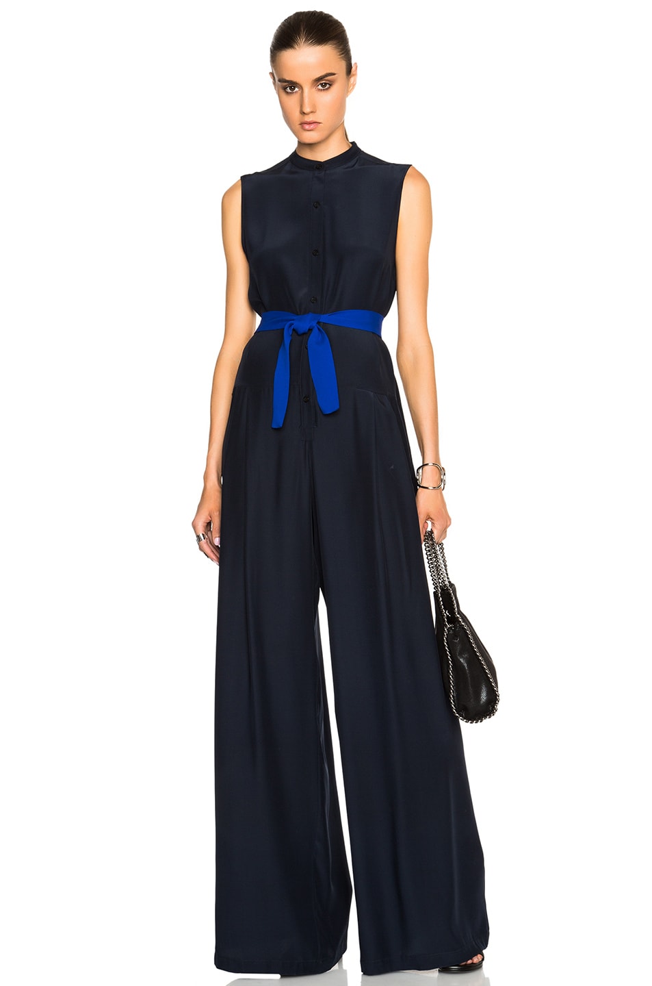 Image 1 of Tome Silk Charmeuse Jumpsuit in Navy