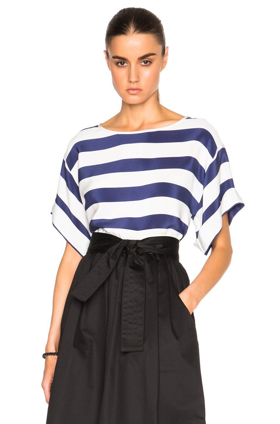 Image 1 of Tome Striped Crop Top in Navy Stripe