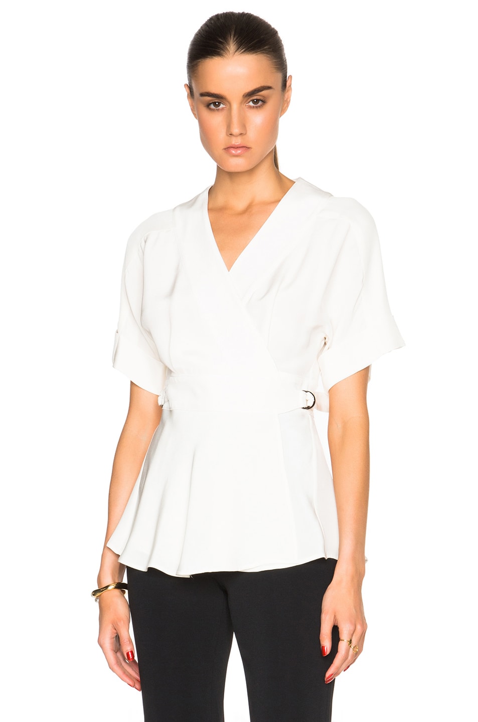 Image 1 of Tome Belted Wrap Top in Ivory