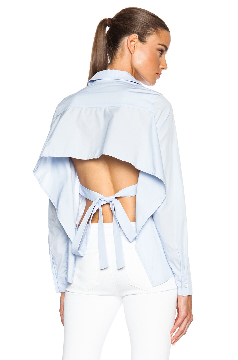 Image 1 of Tome Cotton Poplin Tie Back Top in Blue