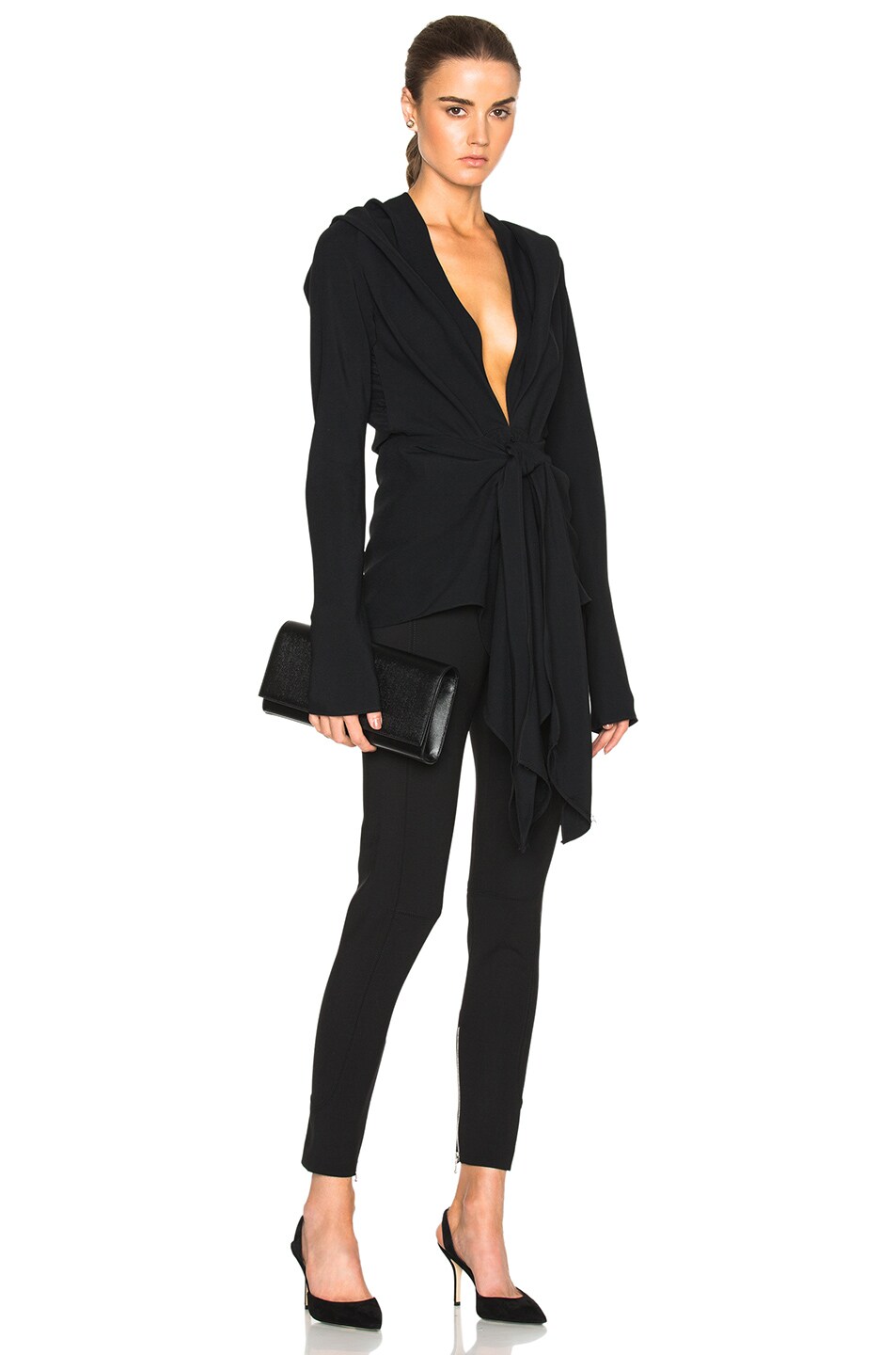 Image 1 of Tome Tie Front Drape Top in Black