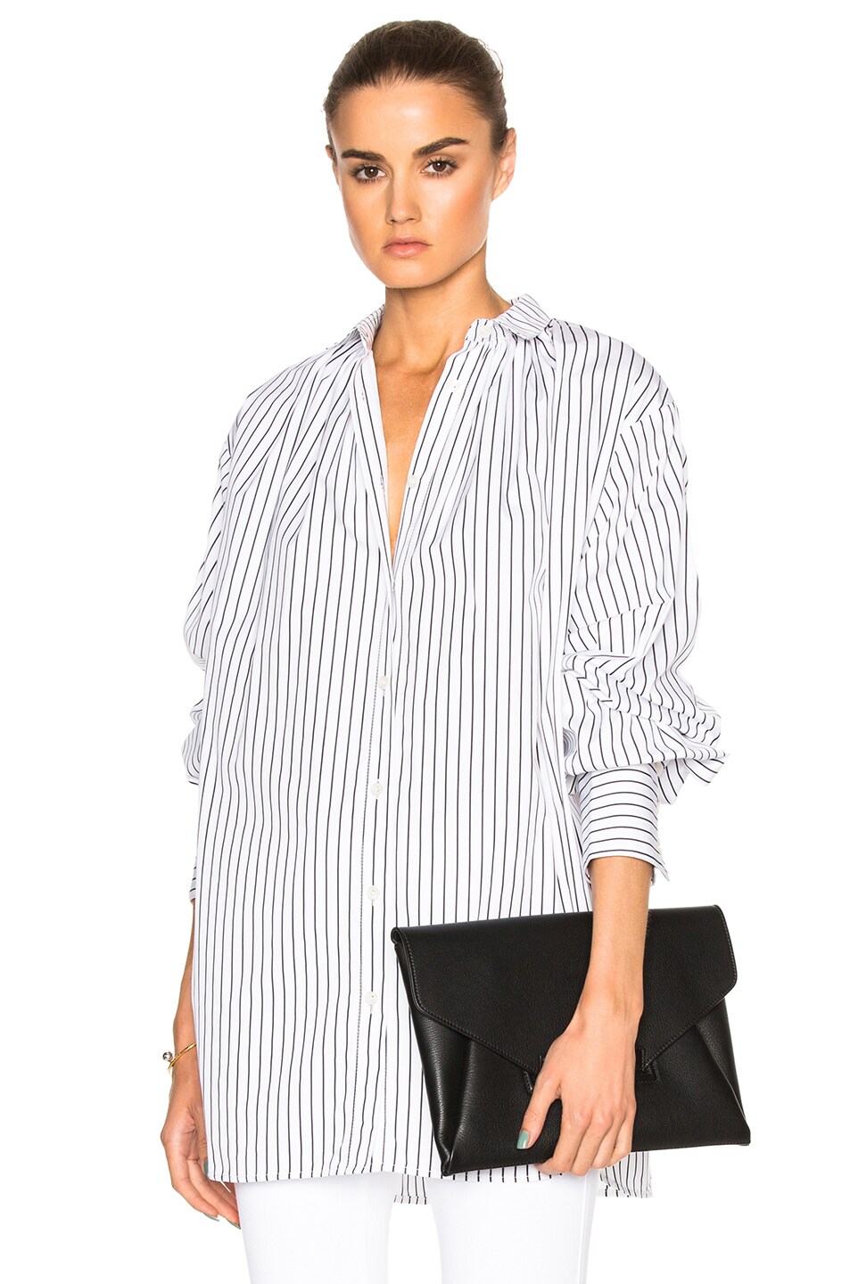 Image 1 of Tome Oversized Gather Shirt in Black & White