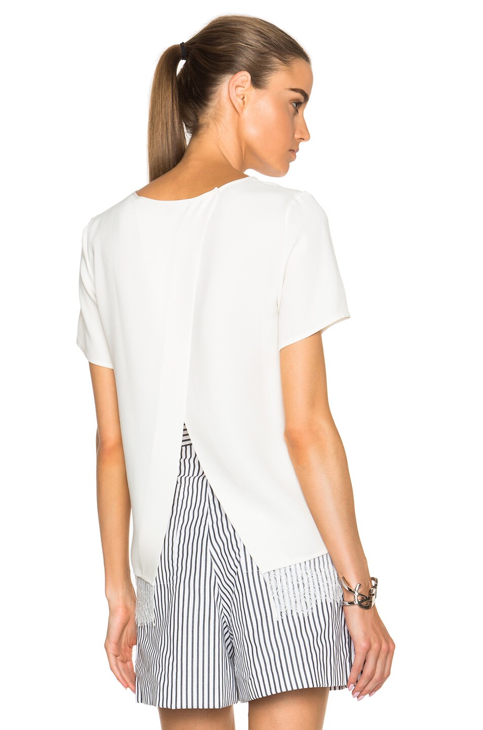 Image 1 of Tome Silk Crepe Lace Top in White