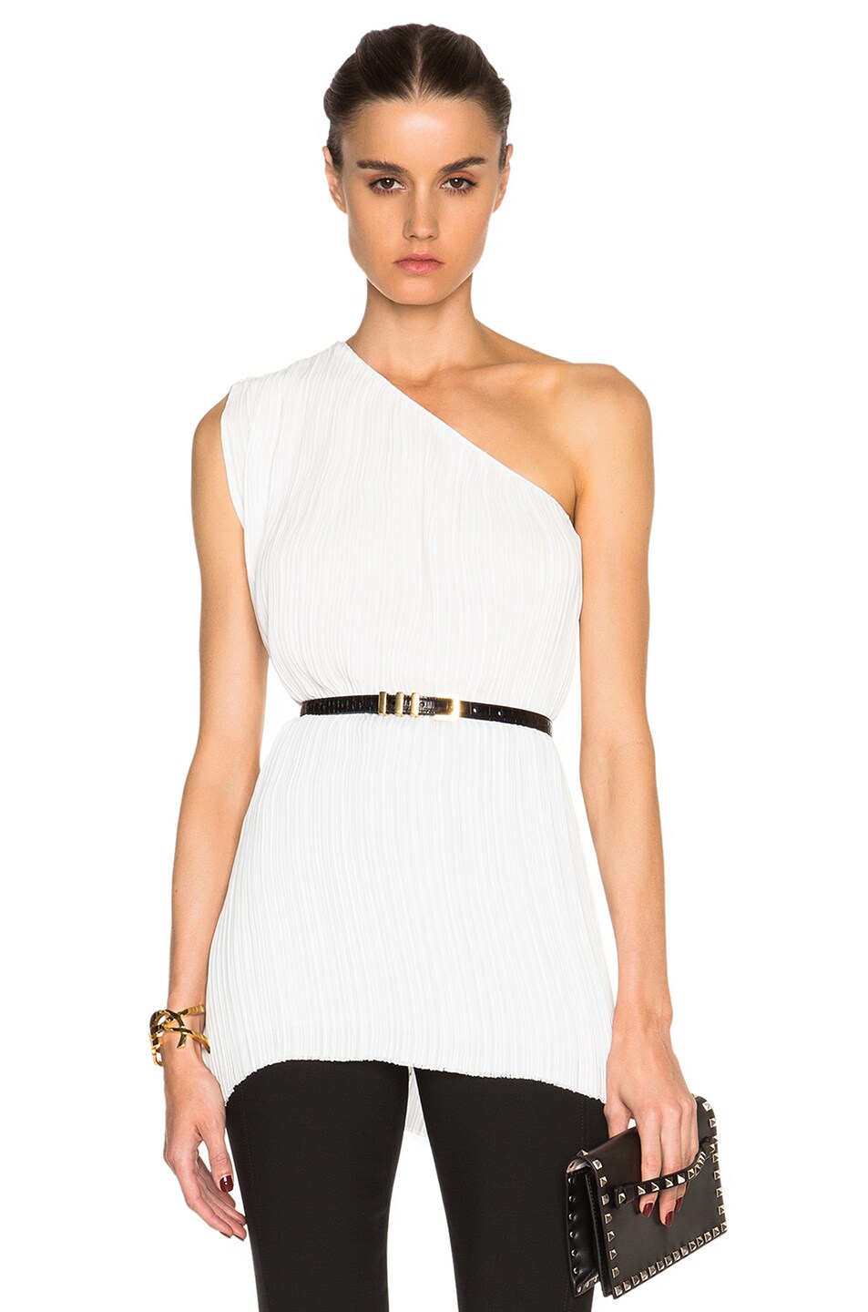 Image 1 of Tome FWRD Exclusive Pleated One Shoulder Top in White