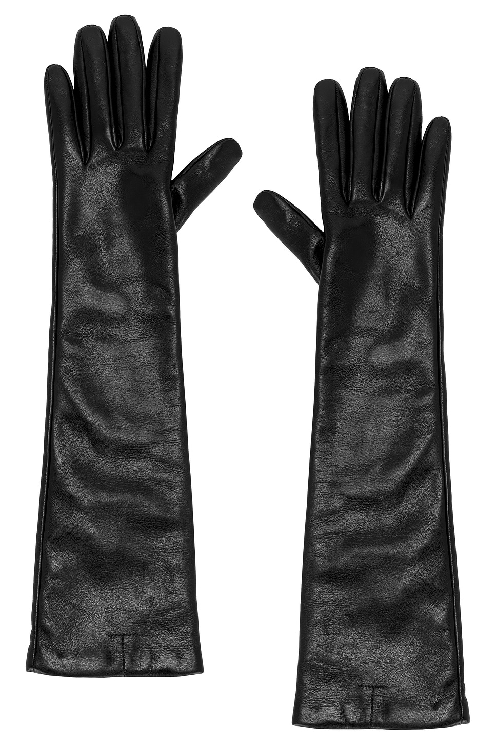 Long Leather Gloves in Black