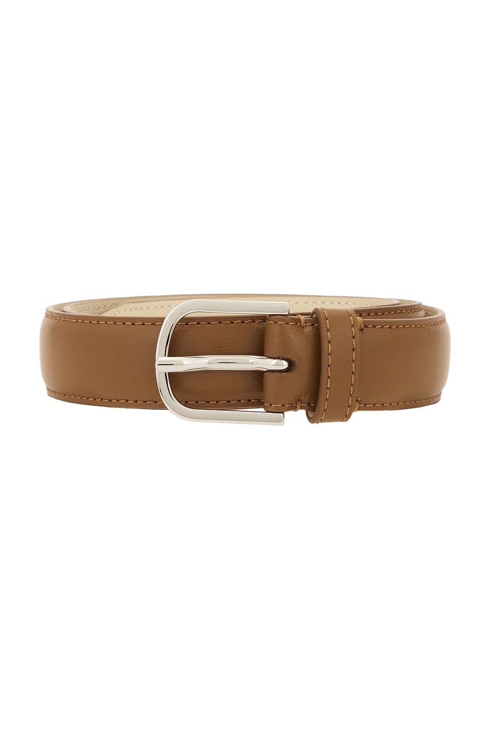 Totême Solid Color Slim Leather Belt In Tiramisu