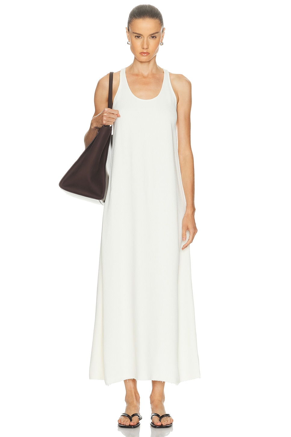Totême Scoop Neck Sabl? Dress In White