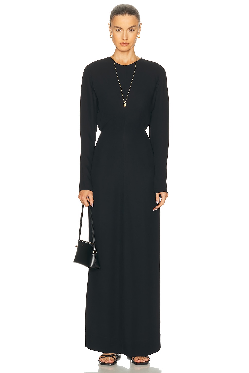 Image 1 of Toteme Long Sleeve Slouch Waist Dress in Black
