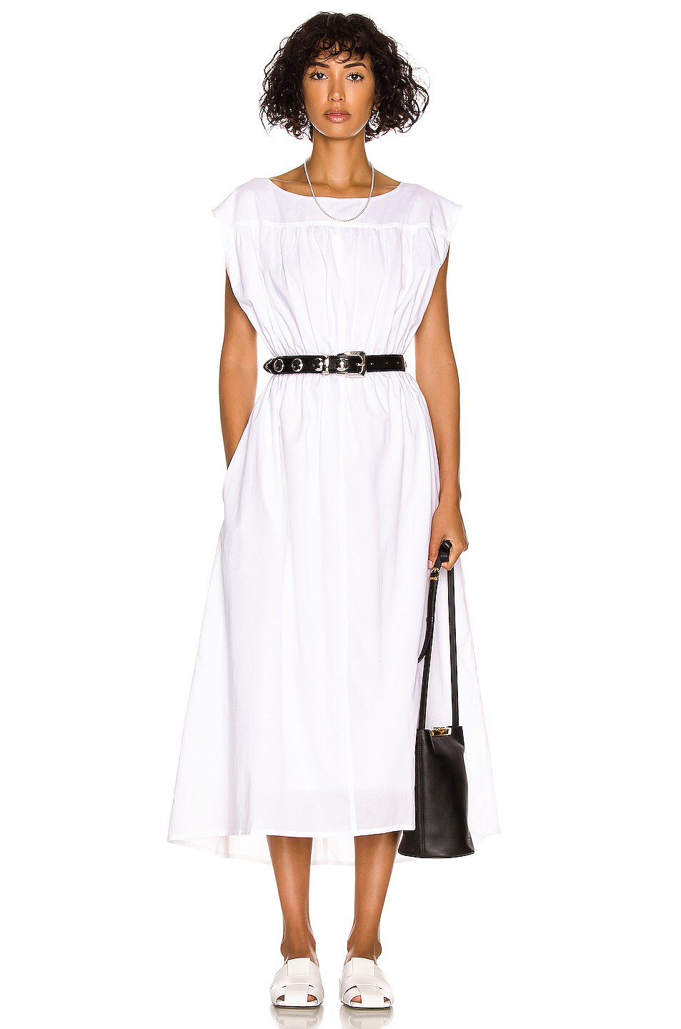 Image 1 of Toteme Sleeveless Cotton Dress in White
