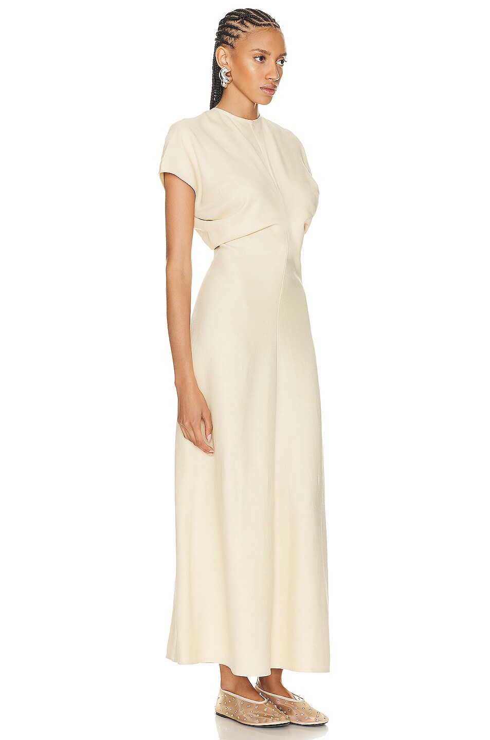 Toteme Slouch Waist Dress in Bleached Sand | FWRD