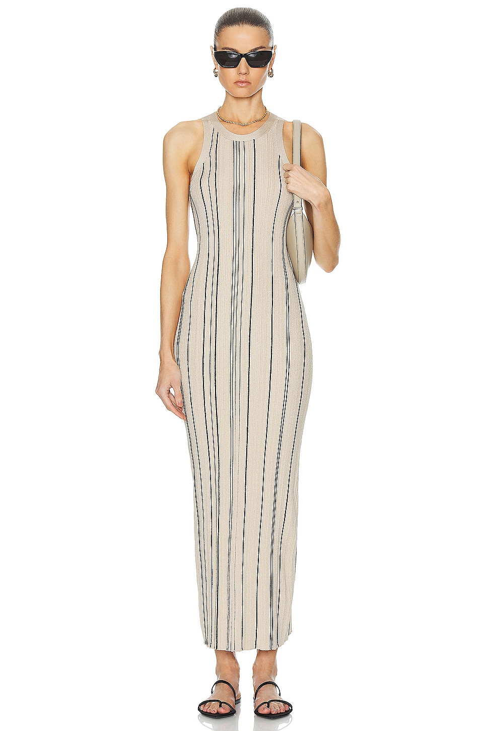 Image 1 of Toteme Curved Rib Tank Dress in Fawn