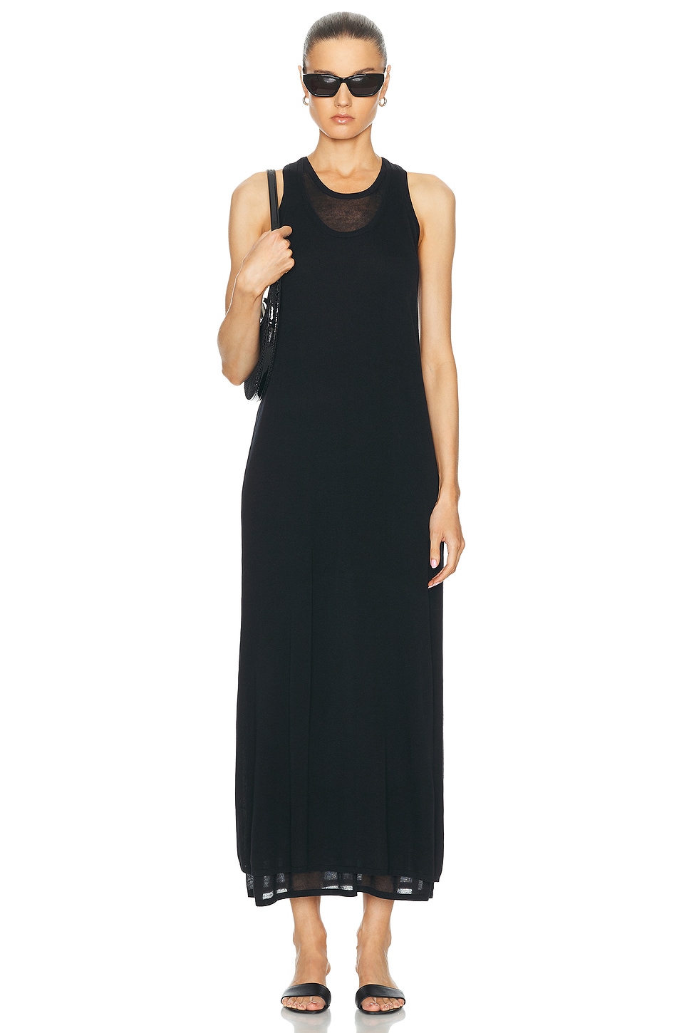 Image 1 of Toteme Layered Knit Tank Dress in Black