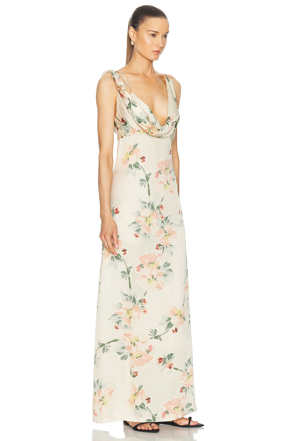 Shop Totême Twist Drape Dress In Washed Floral