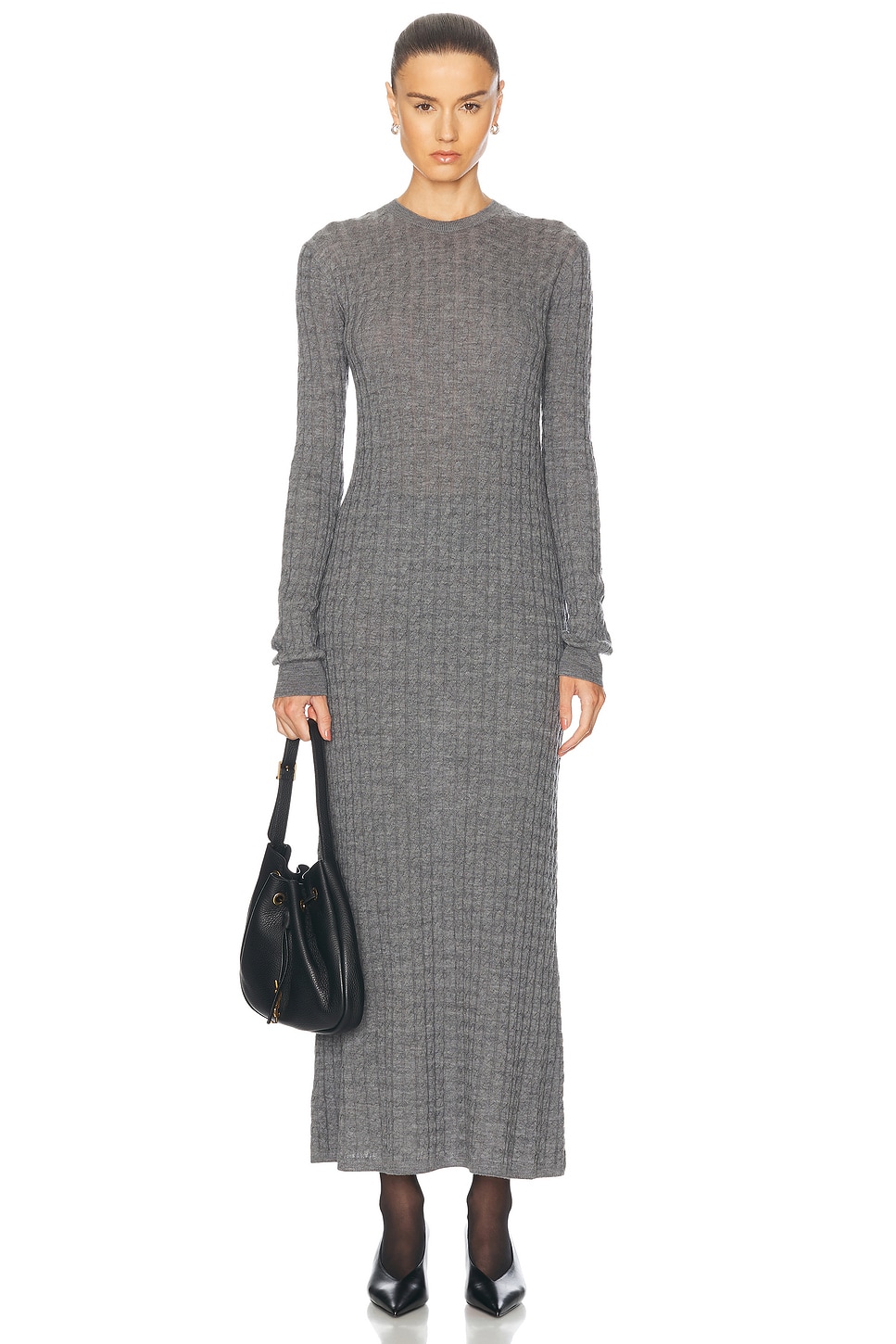 Cable Knit Dress in Grey