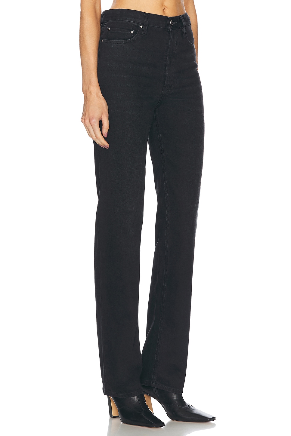 Shop Totême Classic Cut Full Length Straight Leg In Faded Black