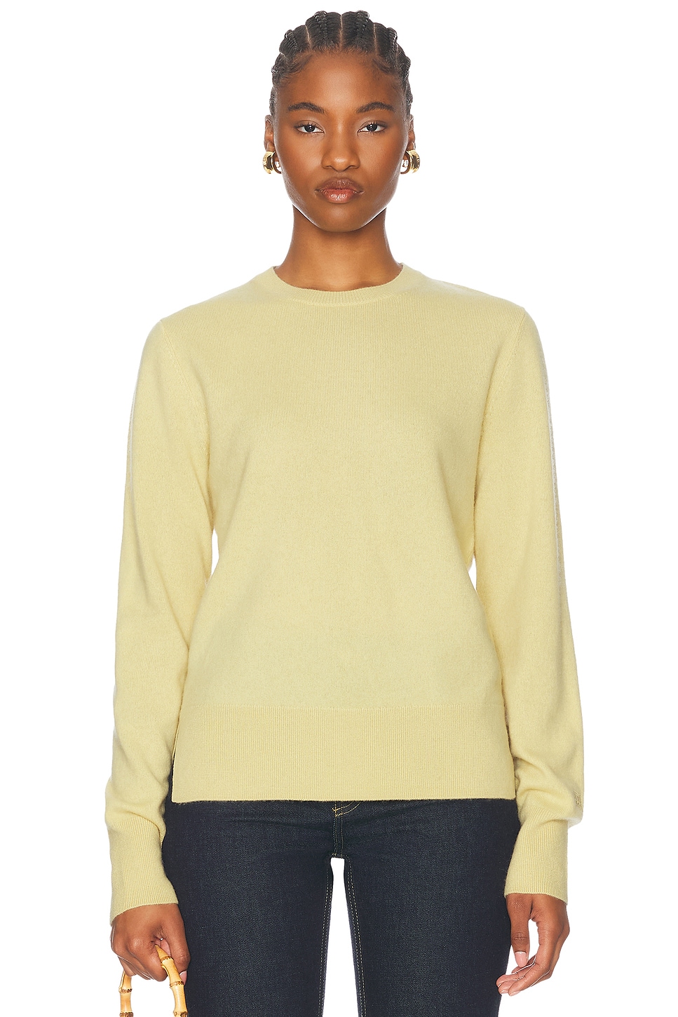 Image 1 of Toteme Crew Neck Cashmere Knit Sweater in Soft Yellow