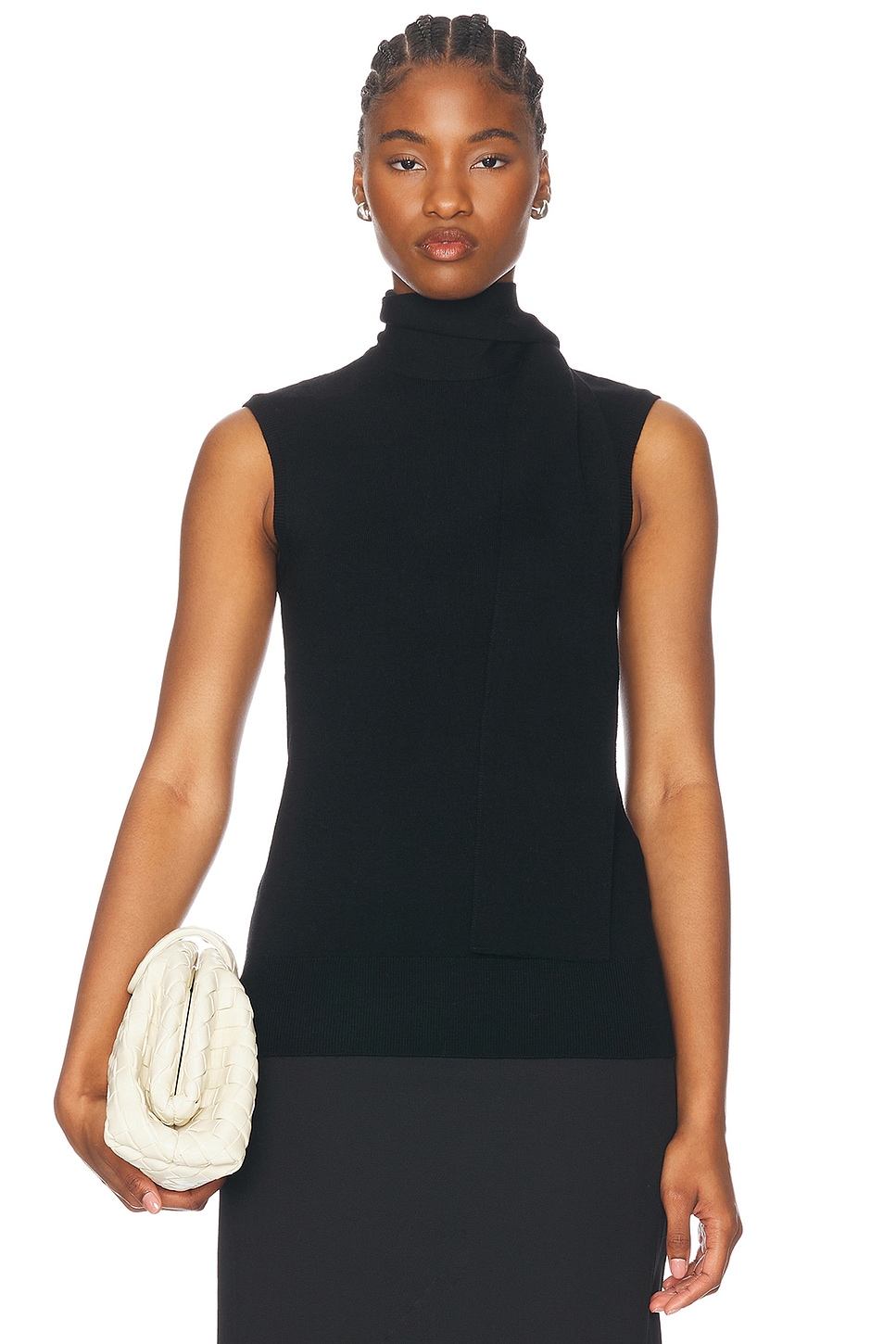 Image 1 of Toteme Sleeveless Scarf Knit Sweater in Black