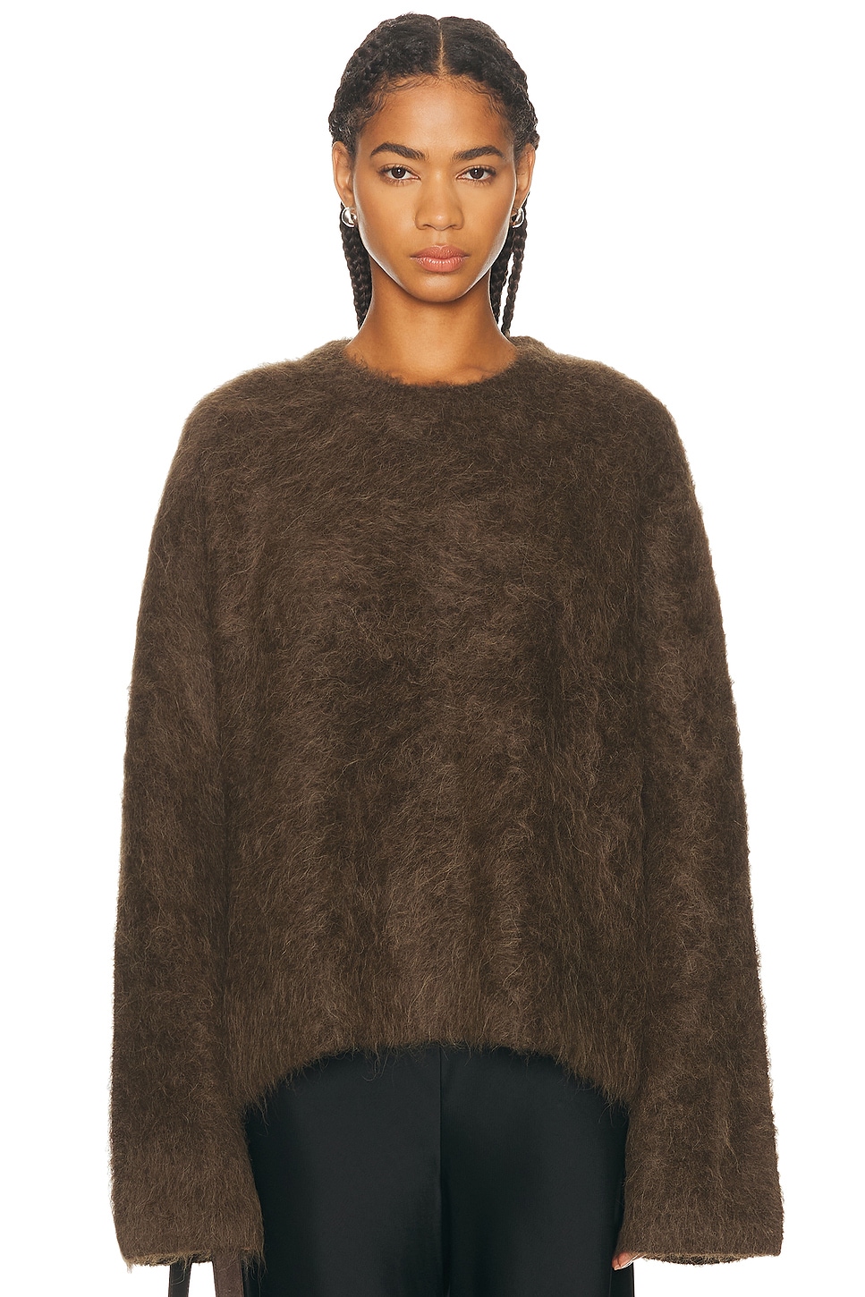 Totême Boxy Alpaca Knit Sweater In Brown