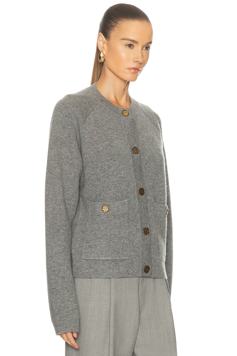 Totême Hammered Button Cardigan In Gray