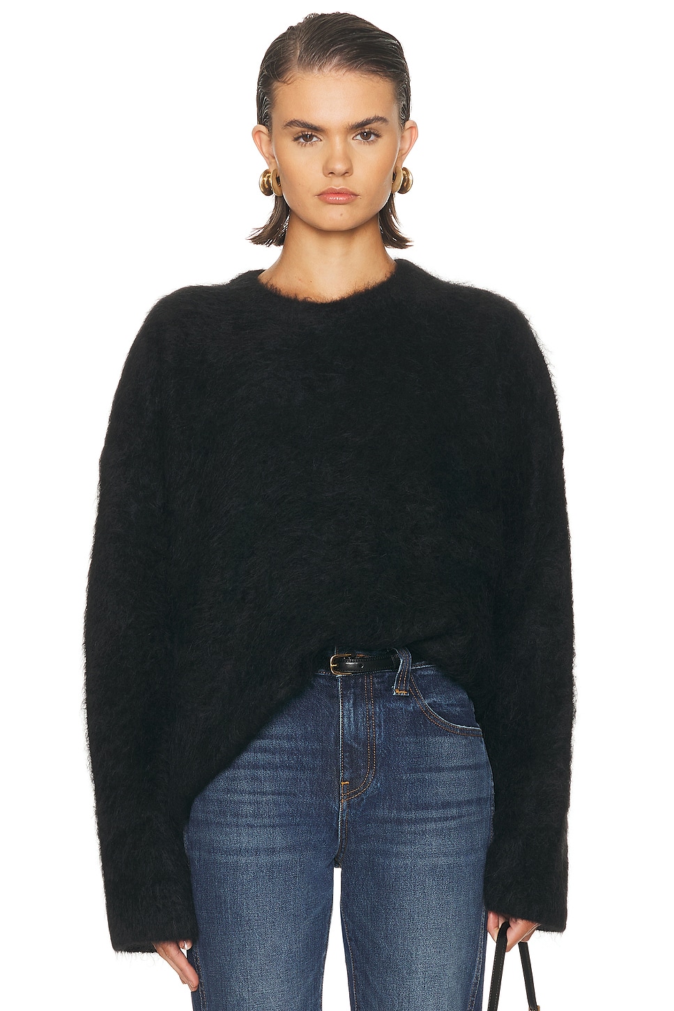 Image 1 of Toteme Boxy Alpaca Knit Sweater in Black