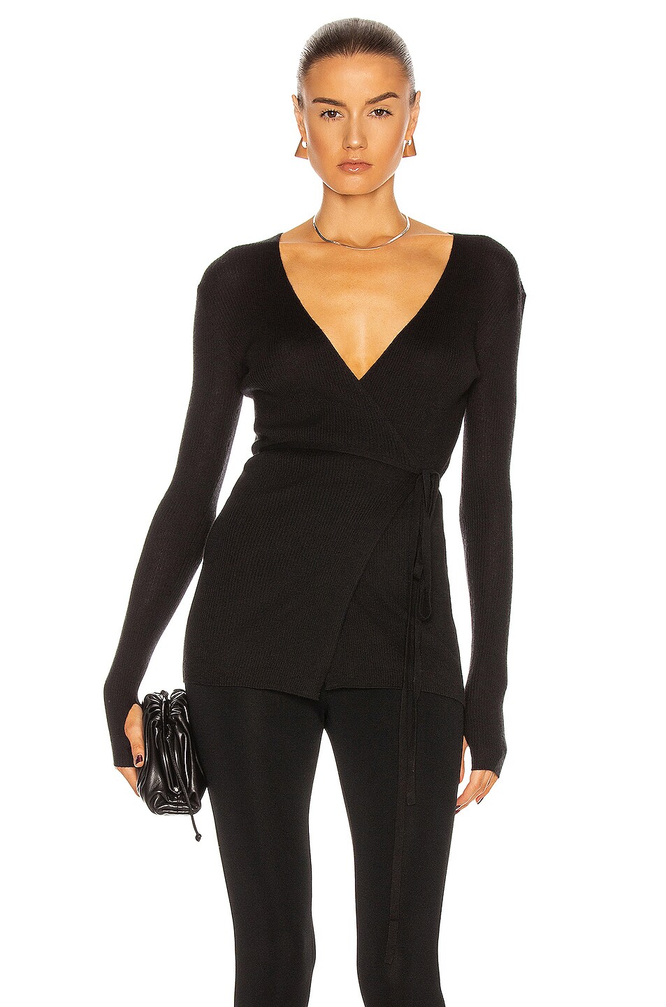 Image 1 of Toteme Cashmere Wrap Knit Sweater in Black