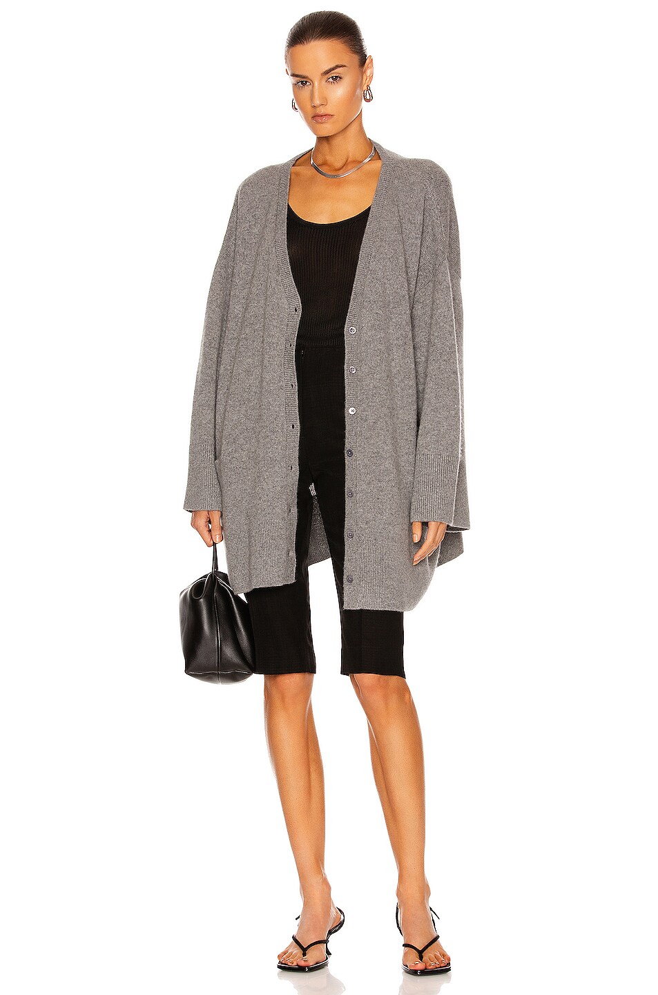 Image 1 of Toteme Oversized Cashmere Cardigan in Grey Melange